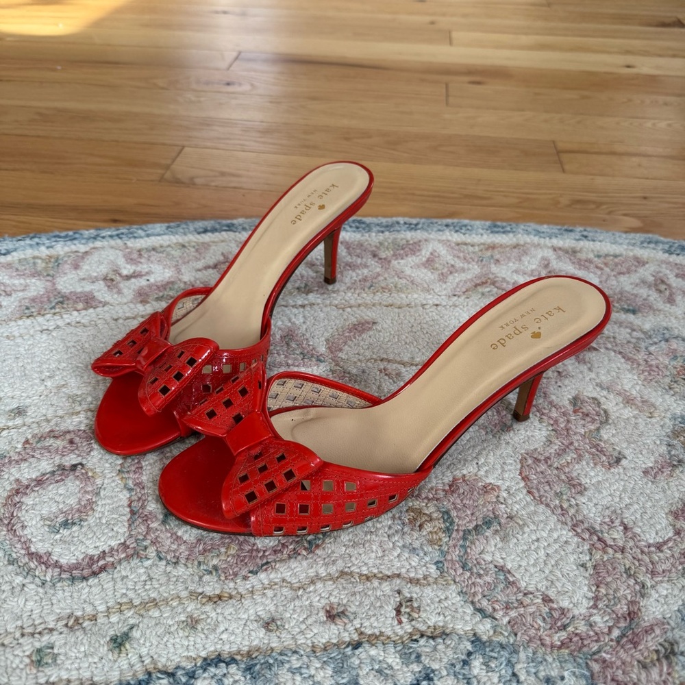 Kate Spade Red Women's Kitten Heel Sandals
